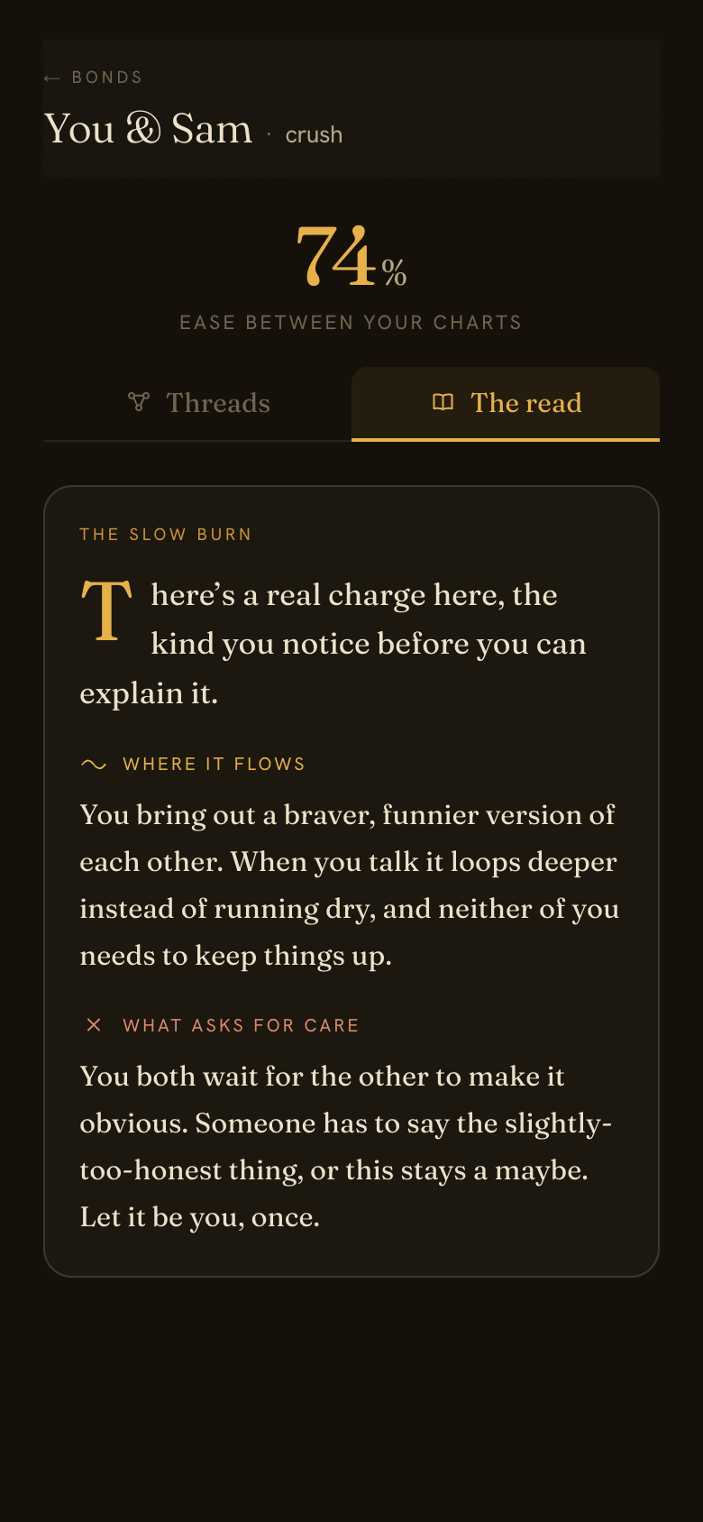 A minmini bond reading for a crush: You and Sam, the slow burn