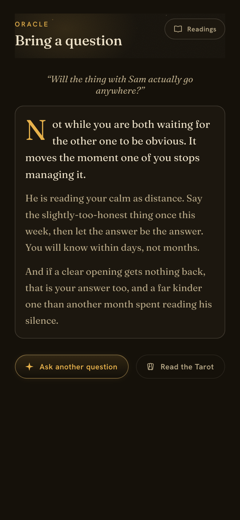 A minmini Oracle answer: a question asked and answered in plain language